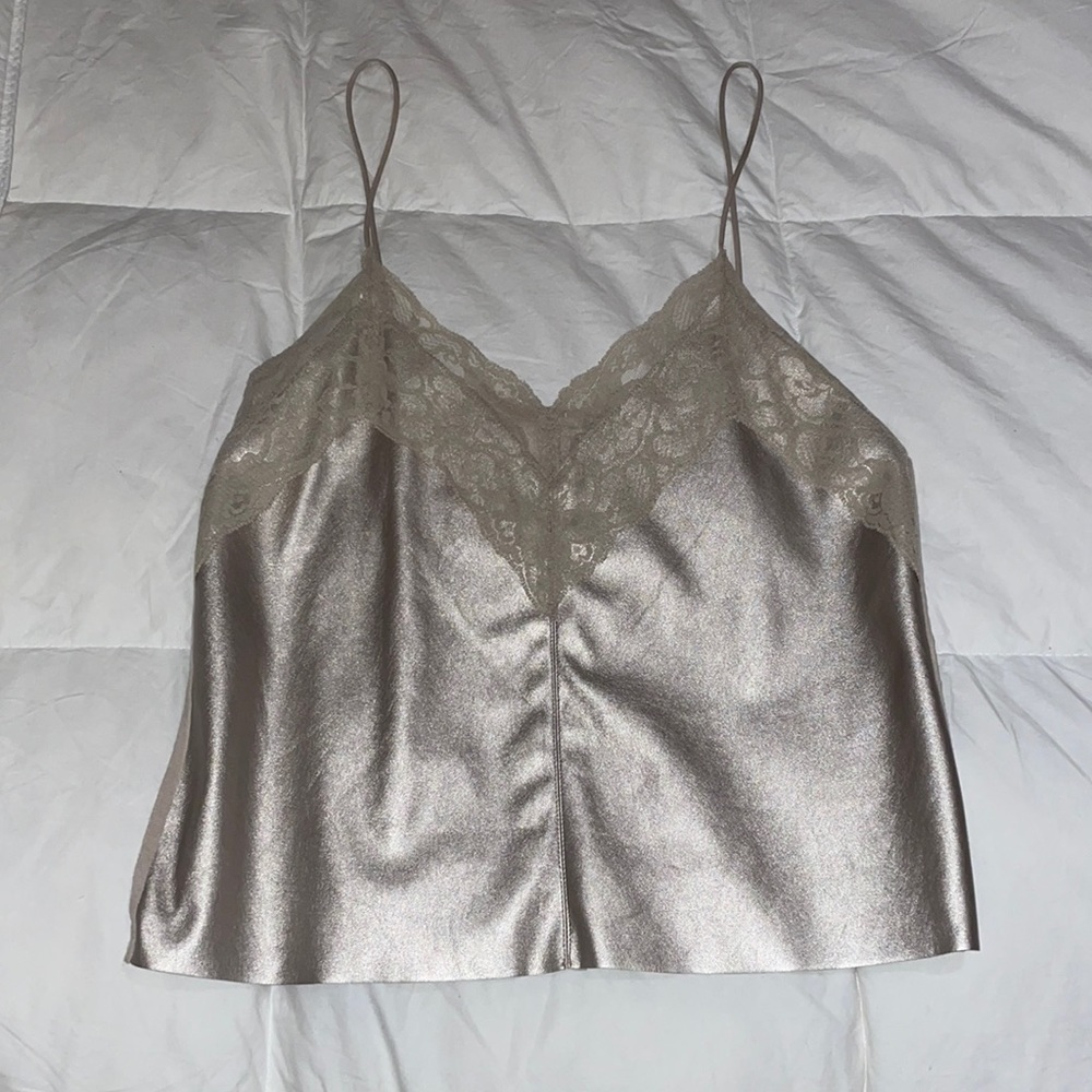 Pleather lace lined tank